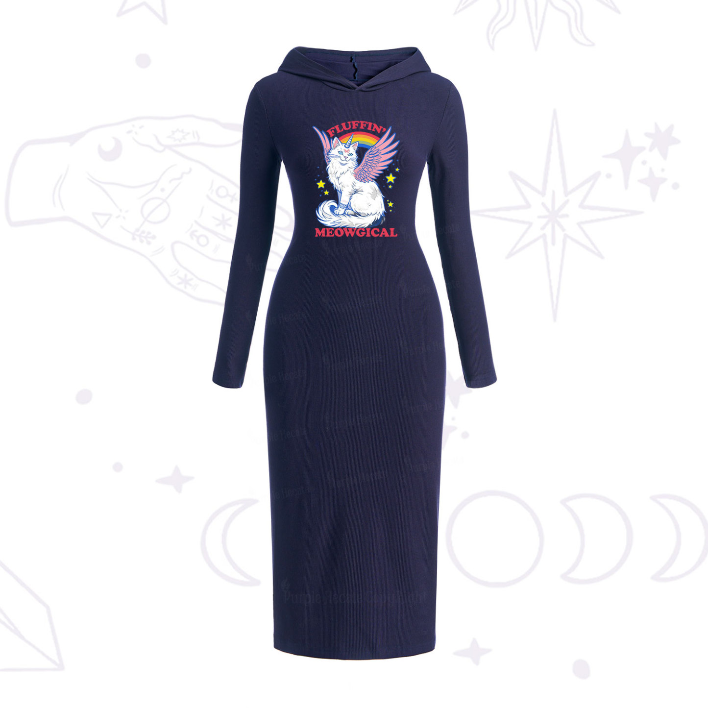 Purplehecate Fluffin Meowgical Hooded Knit Dress