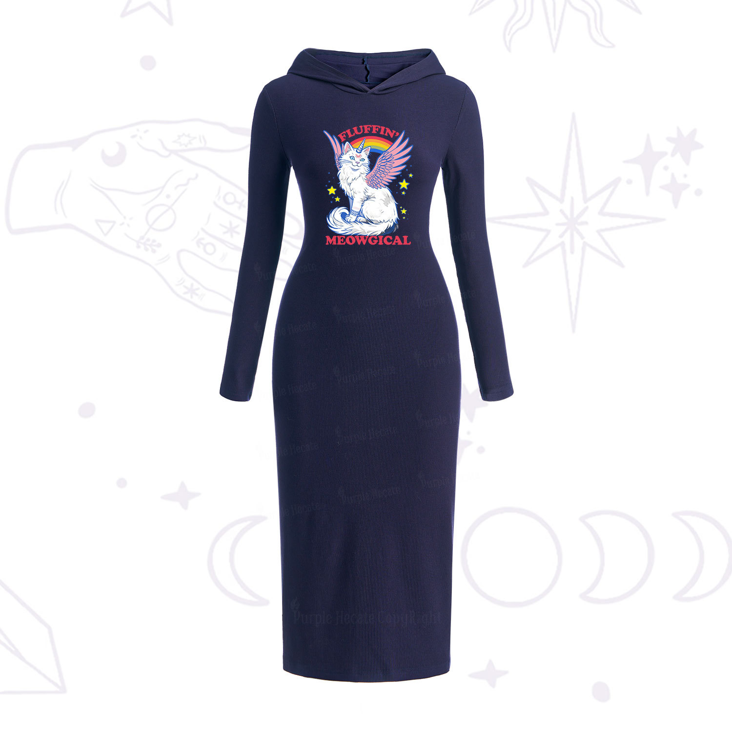 Purplehecate Fluffin Meowgical Hooded Knit Dress