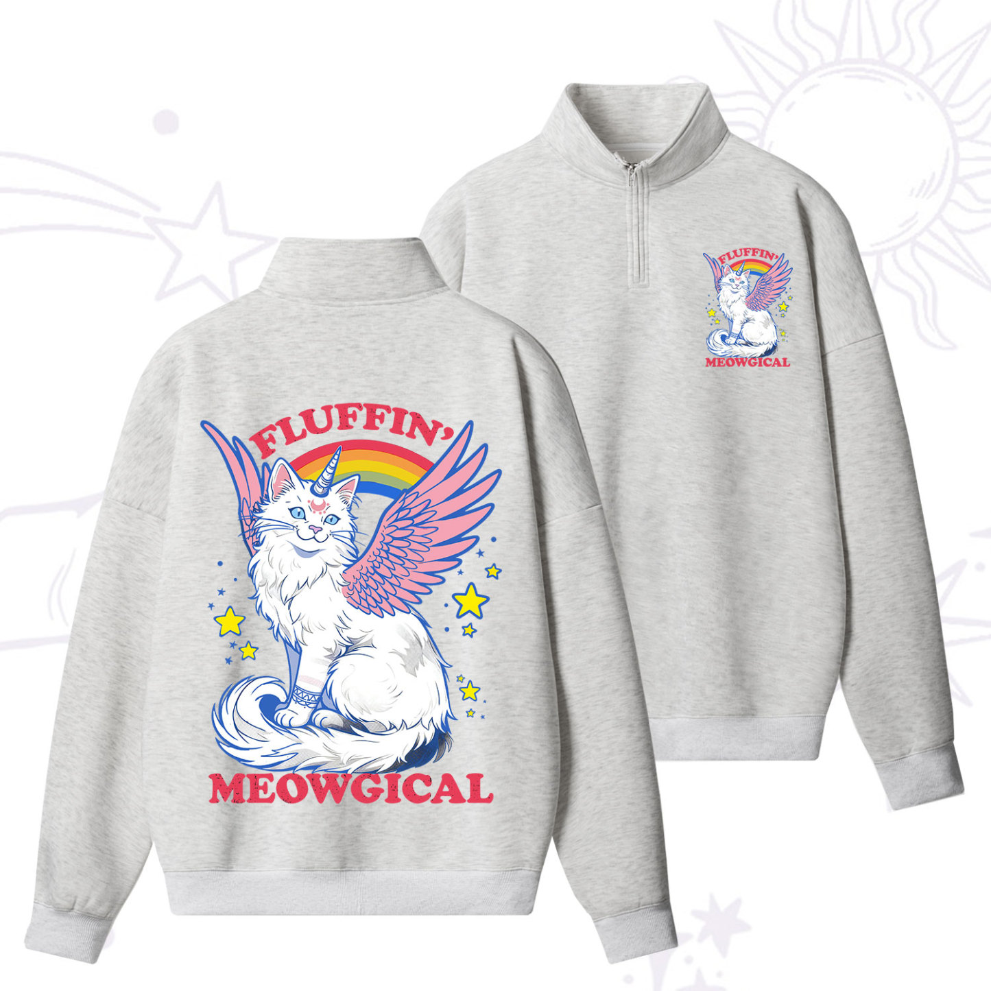 Purplehecate Fluffin Meowgical Zip Fleece Sweatshirt