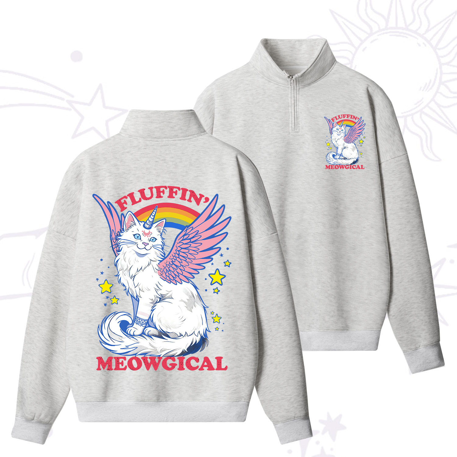 Purplehecate Fluffin Meowgical Zip Fleece Sweatshirt