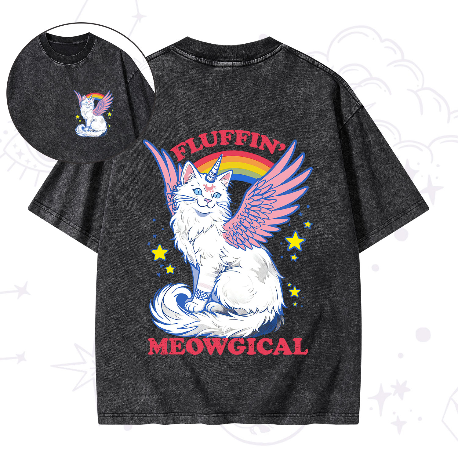 Purplehecate Fluffin Meowgical Washed T-Shirt