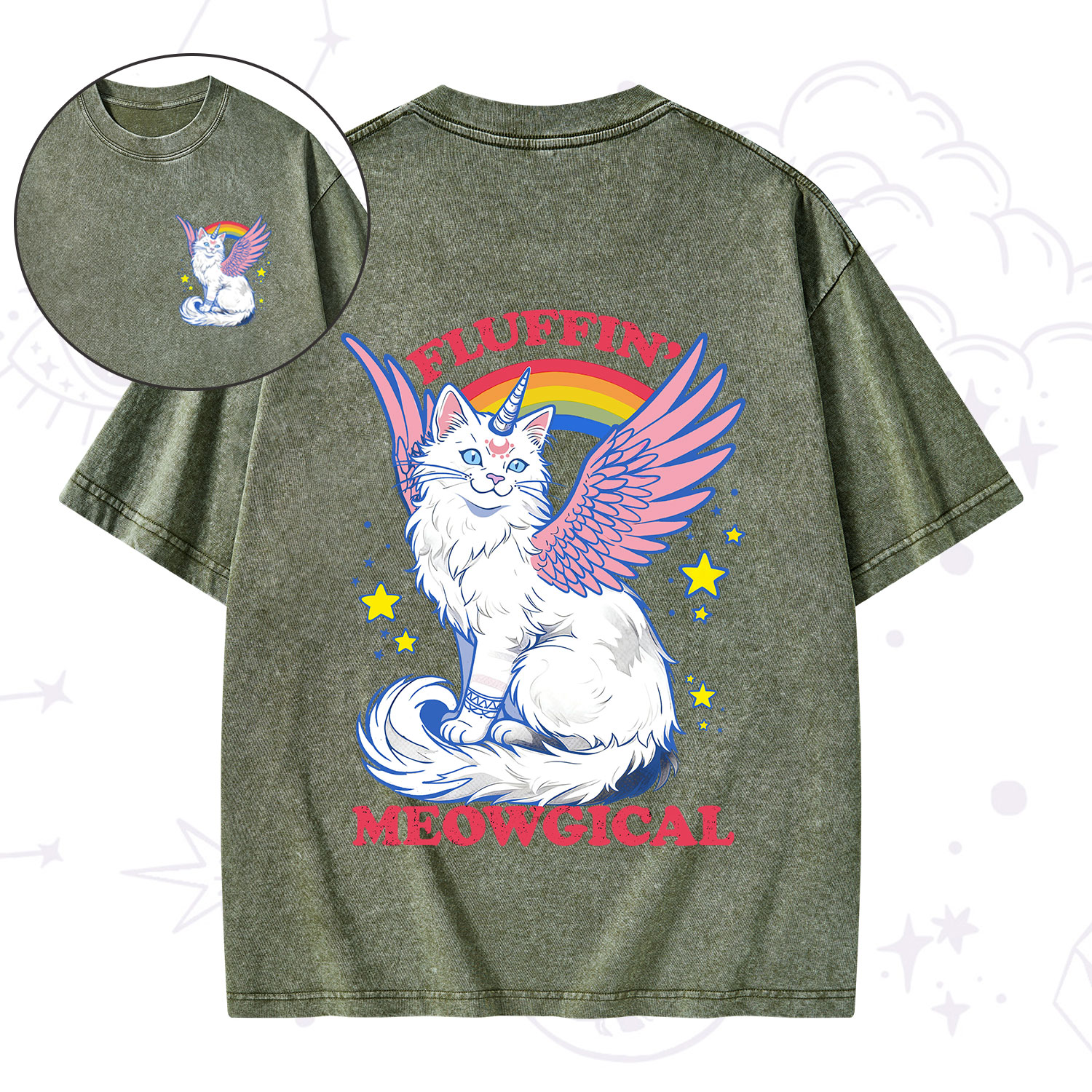 Purplehecate Fluffin Meowgical Washed T-Shirt
