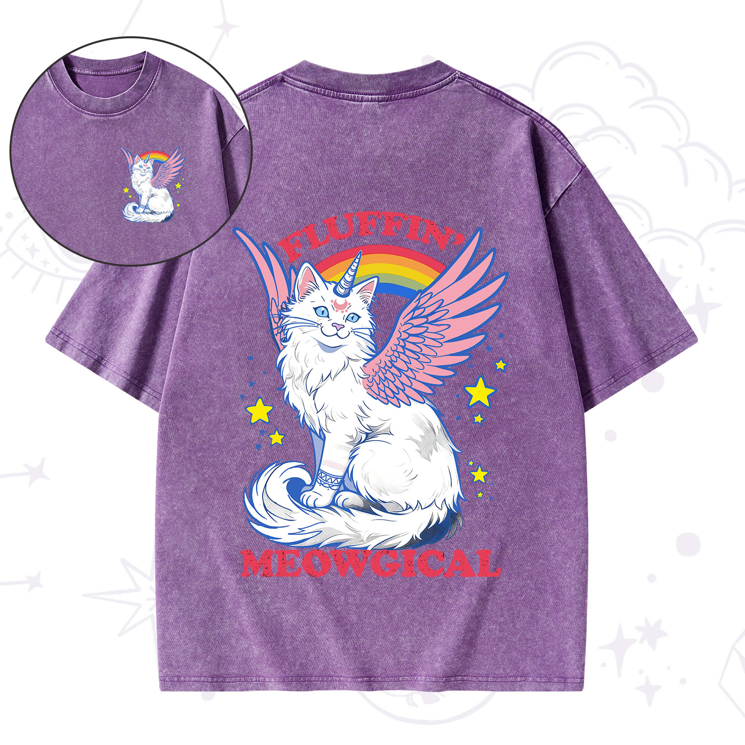 Purplehecate Fluffin Meowgical Washed T-Shirt
