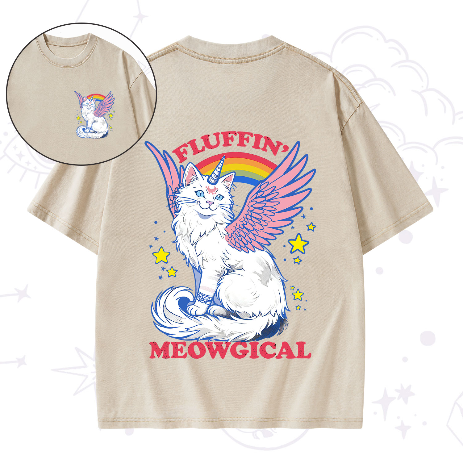 Purplehecate Fluffin Meowgical Washed T-Shirt