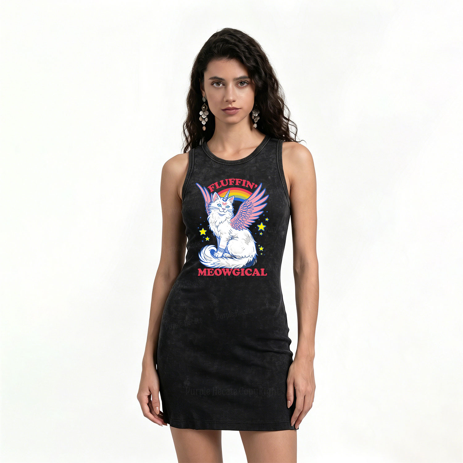 Purplehecate Fluffin Meowgical Vintage Bodycon Tank Dress