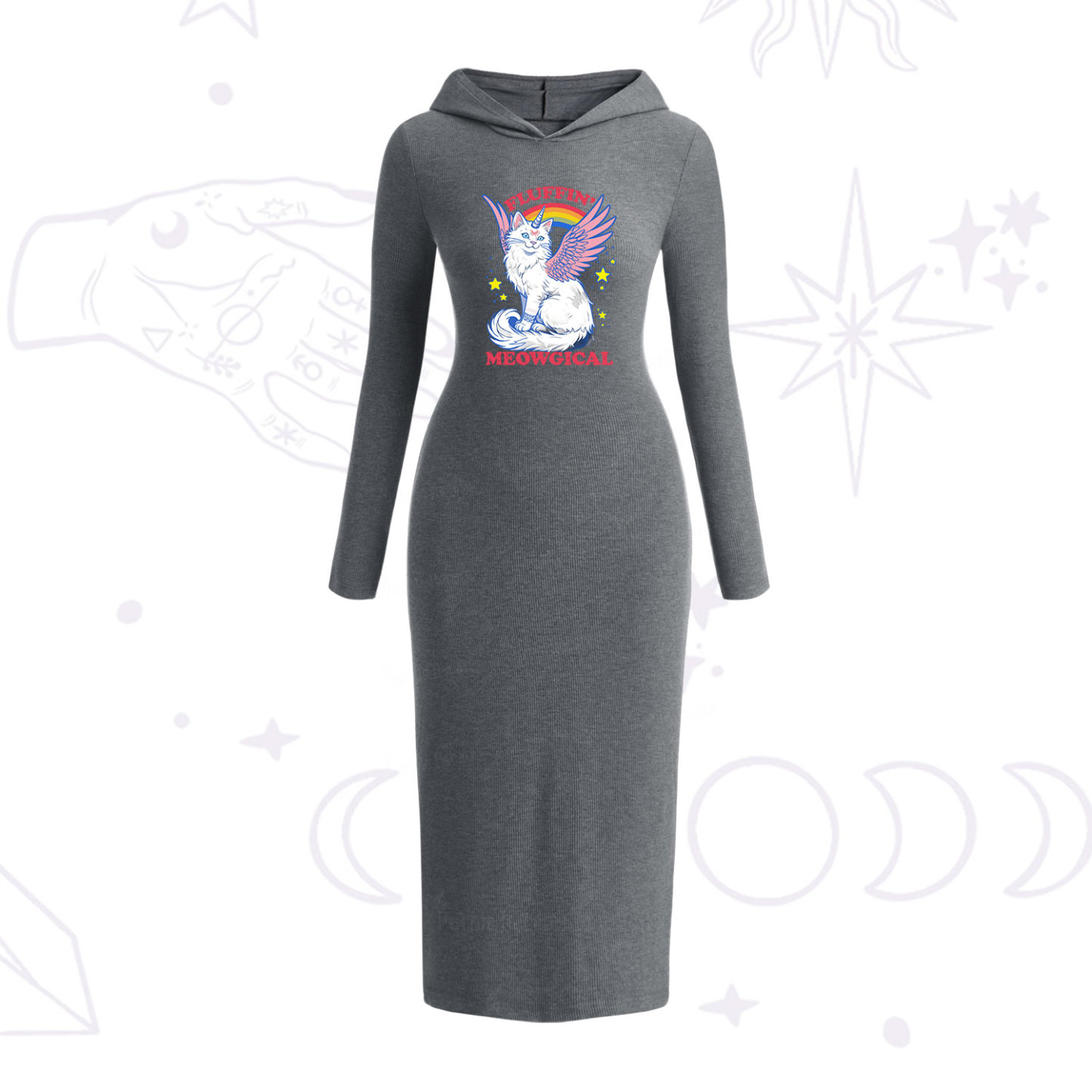 Purplehecate Fluffin Meowgical Hooded Knit Dress