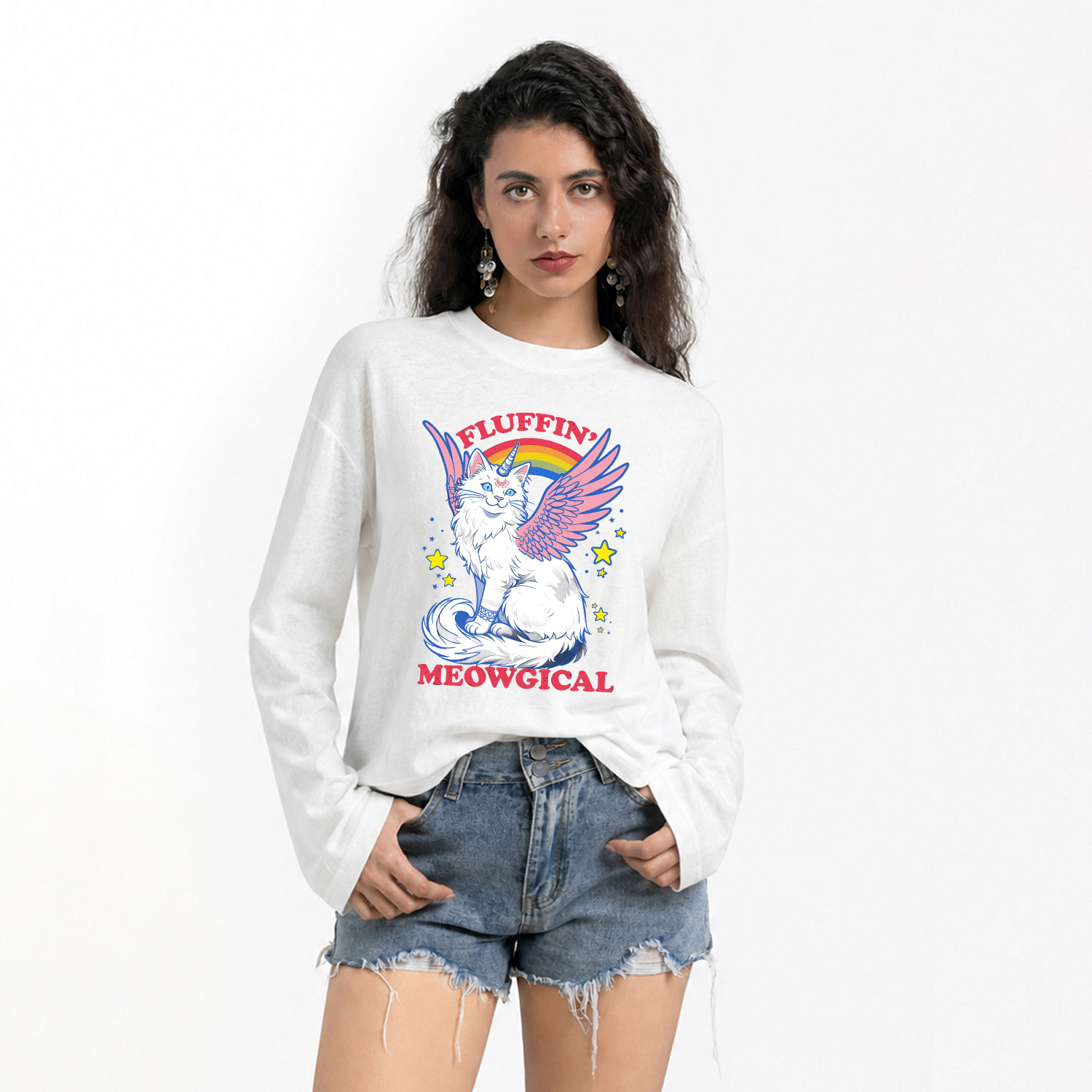 Purplehecate Fluffin Meowgical Slub Long Sleeve T-Shirt