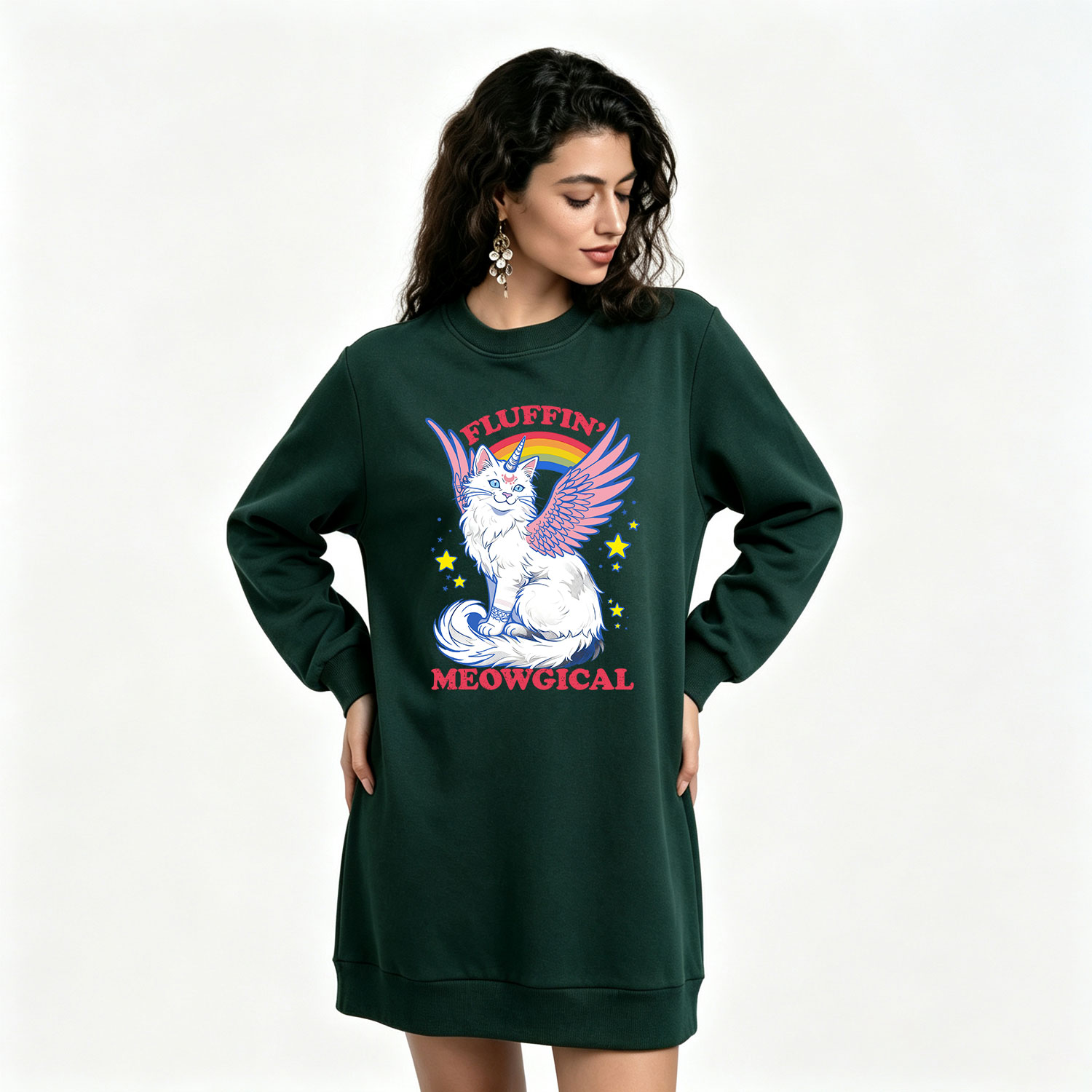 Purplehecate Fluffin Meowgical Sweatshirt Dress