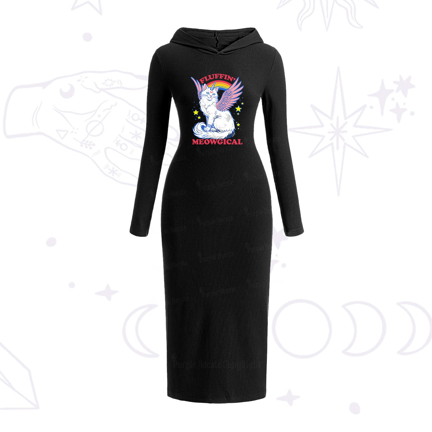 Purplehecate Fluffin Meowgical Hooded Knit Dress