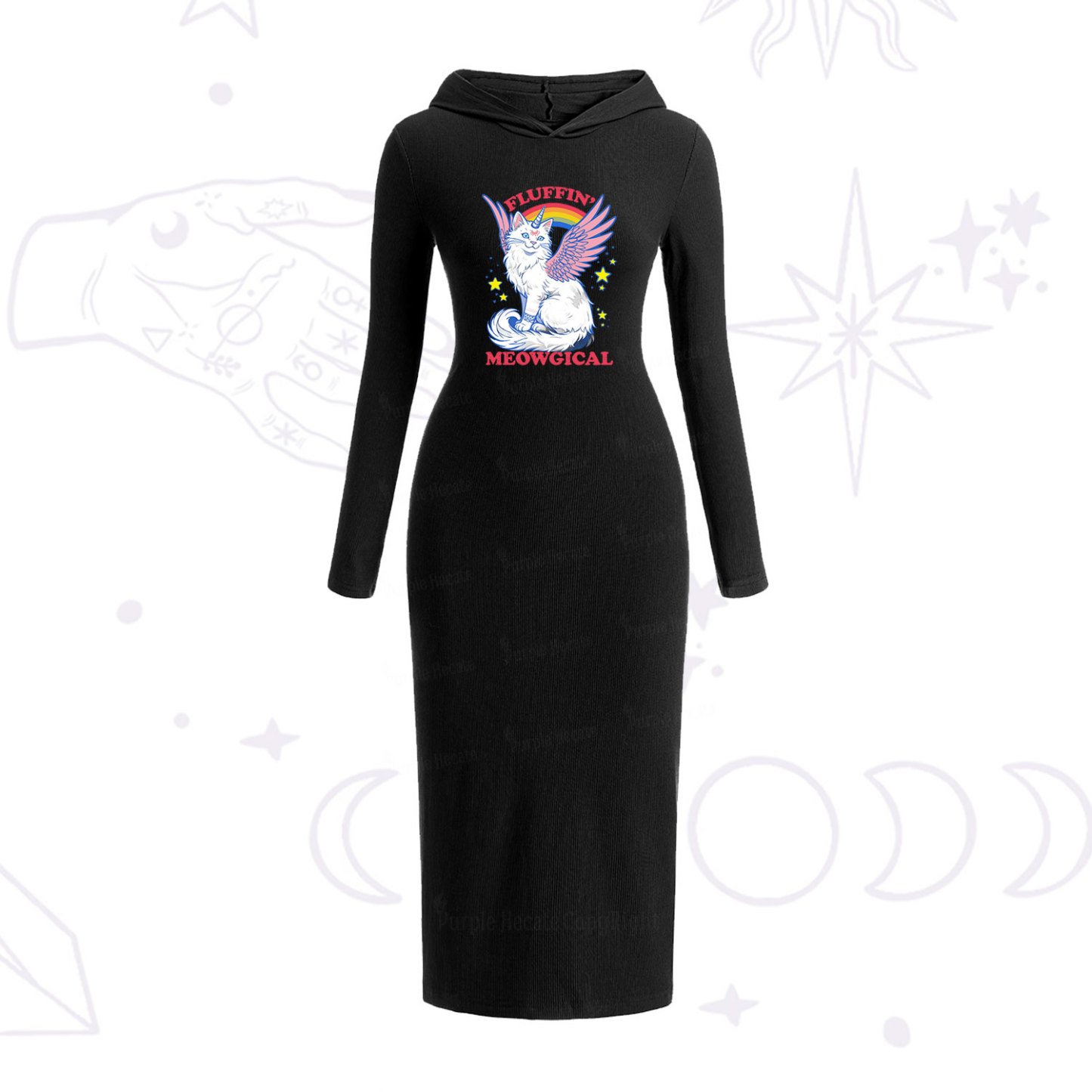 Purplehecate Fluffin Meowgical Hooded Knit Dress