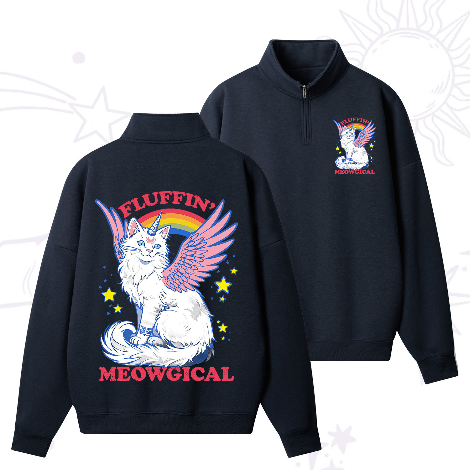 Purplehecate Fluffin Meowgical Zip Fleece Sweatshirt