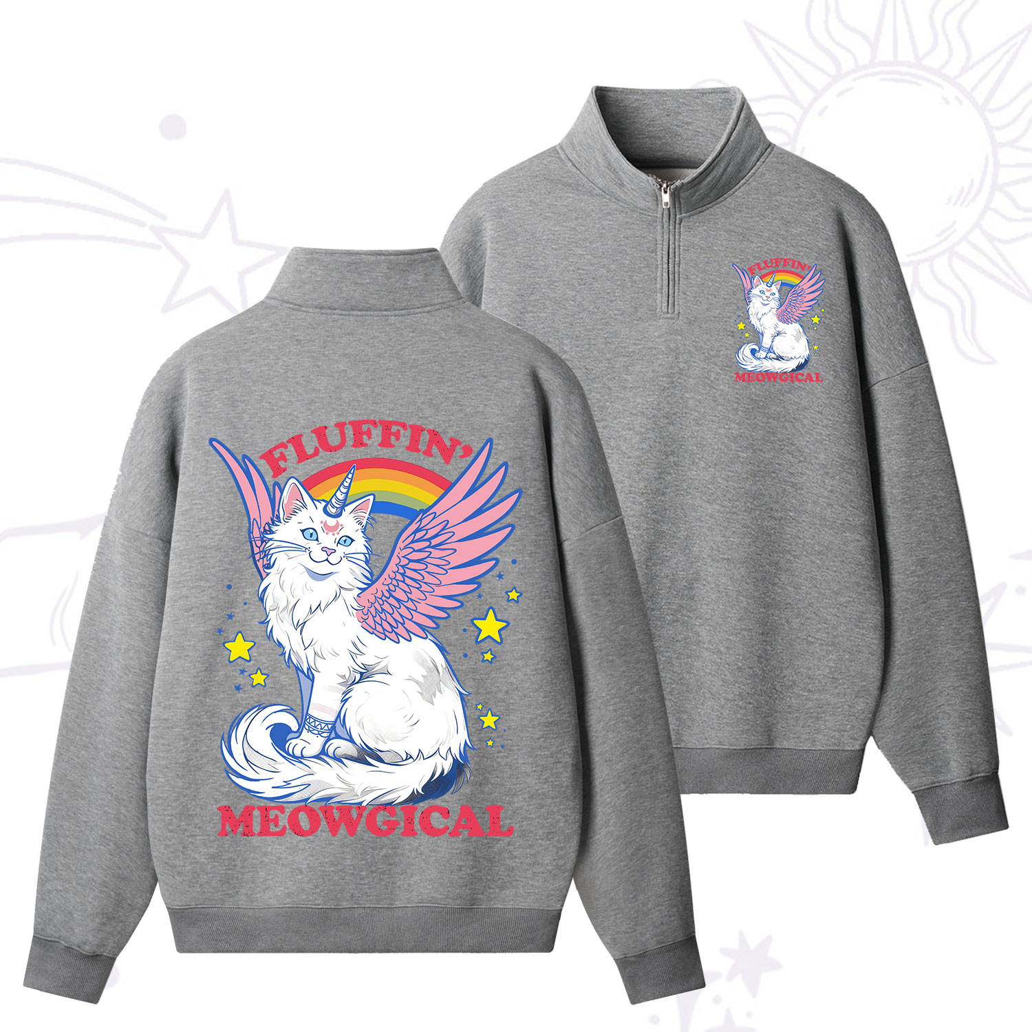 Purplehecate Fluffin Meowgical Zip Fleece Sweatshirt