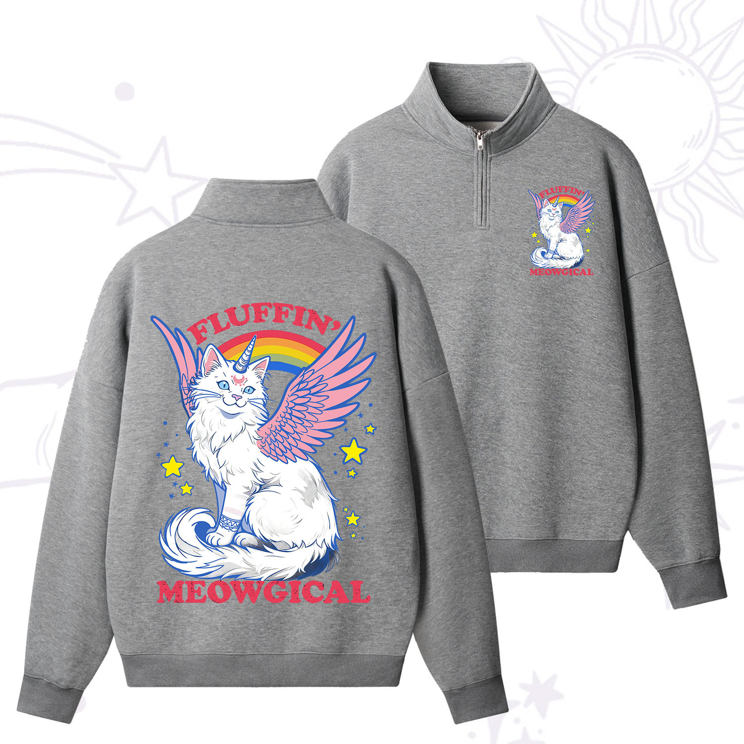 Purplehecate Fluffin Meowgical Zip Fleece Sweatshirt