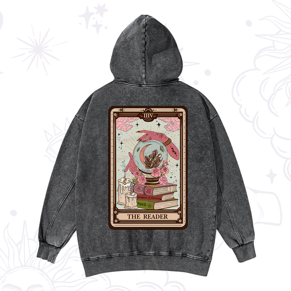 Purplehecate The Reader Tarot Witch Vibes Washed Hoodie