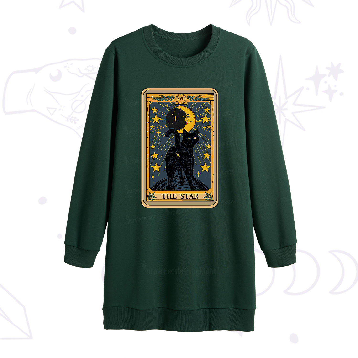 Purplehecate The Star Tarot Cat Sweatshirt Dress