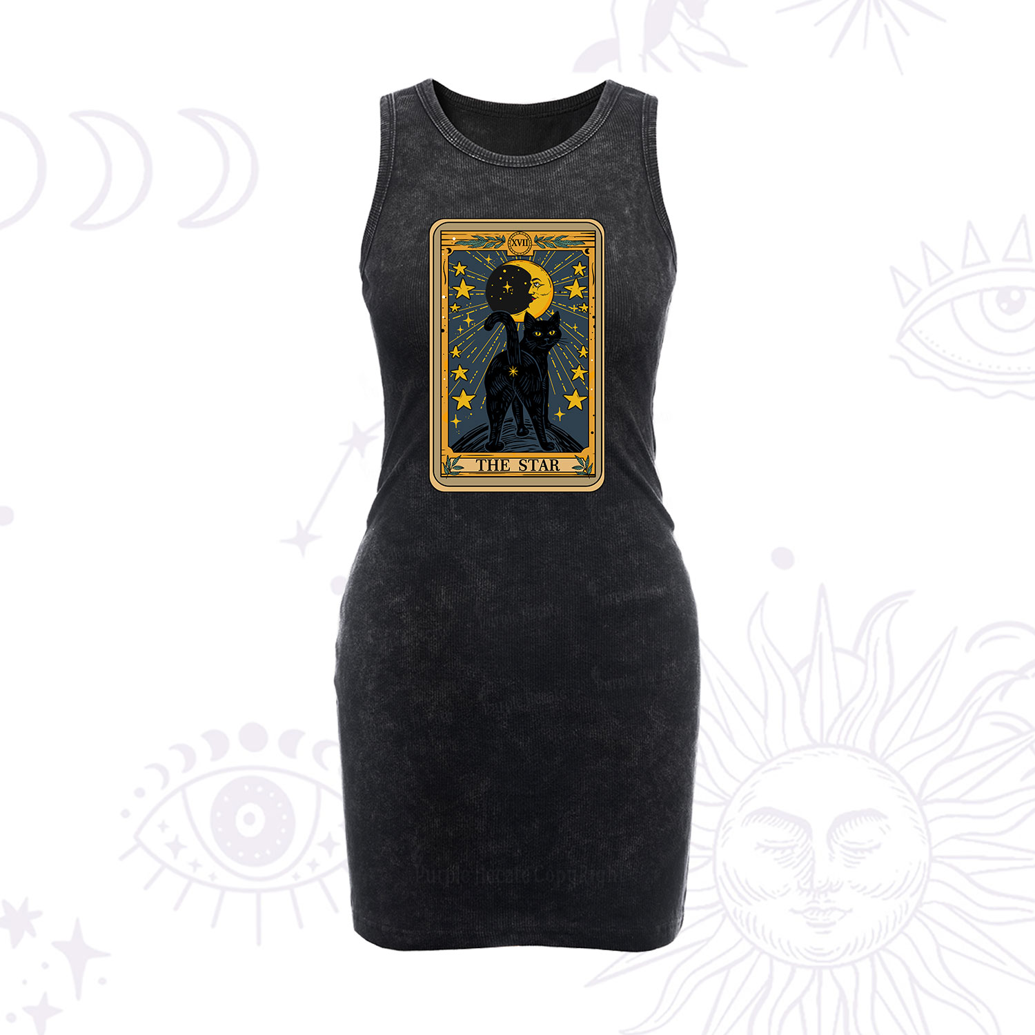 Purplehecate The Star Tarot Cat Vintage Bodycon Tank Dress