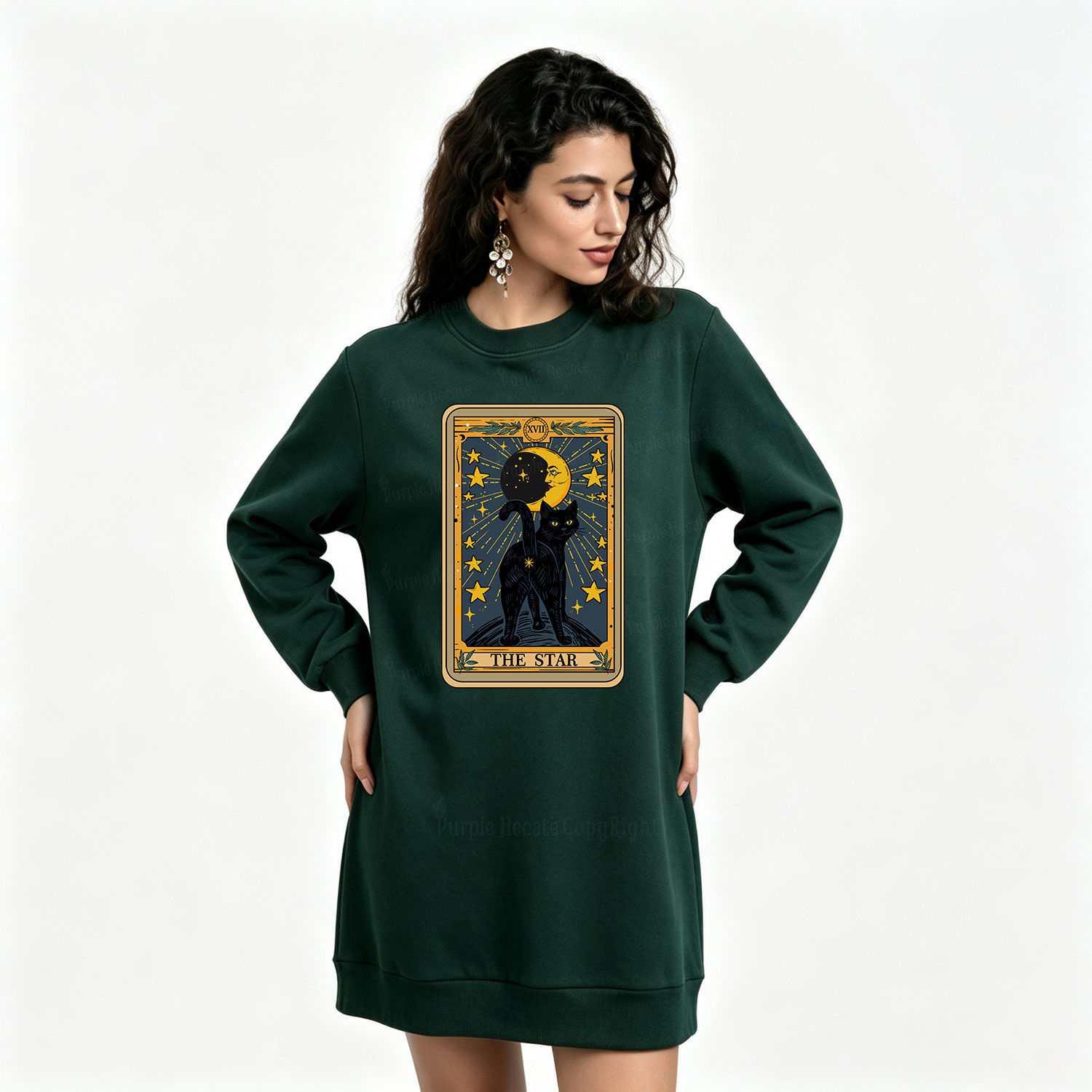 Purplehecate The Star Tarot Cat Sweatshirt Dress