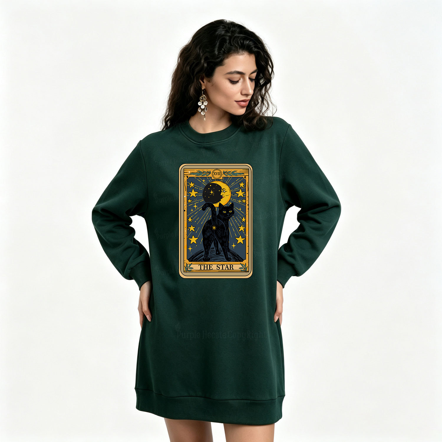 Purplehecate The Star Tarot Cat Sweatshirt Dress