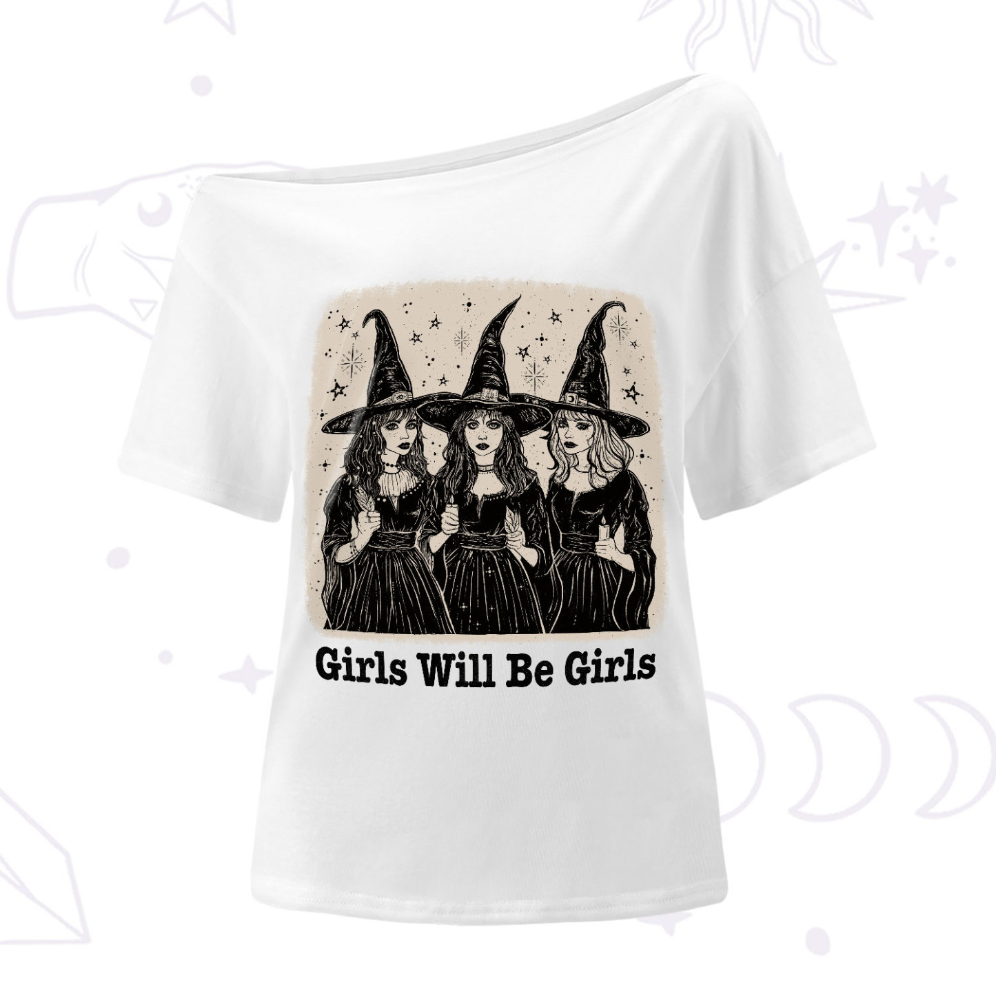 Purplehecate Girls Will Be Girls One-Shoulder T-Shirt
