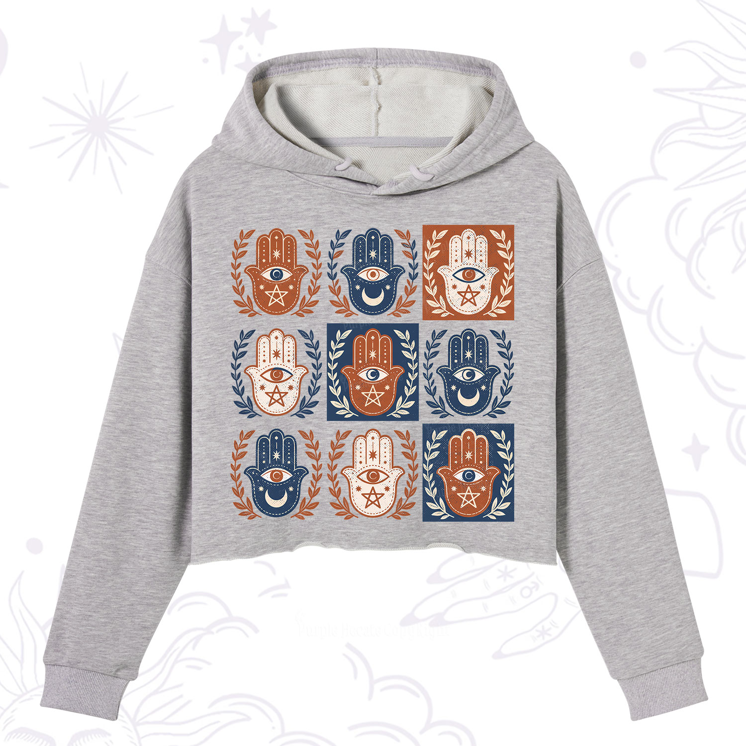 Purplehecate Hamsa Hand Crop Hoodie