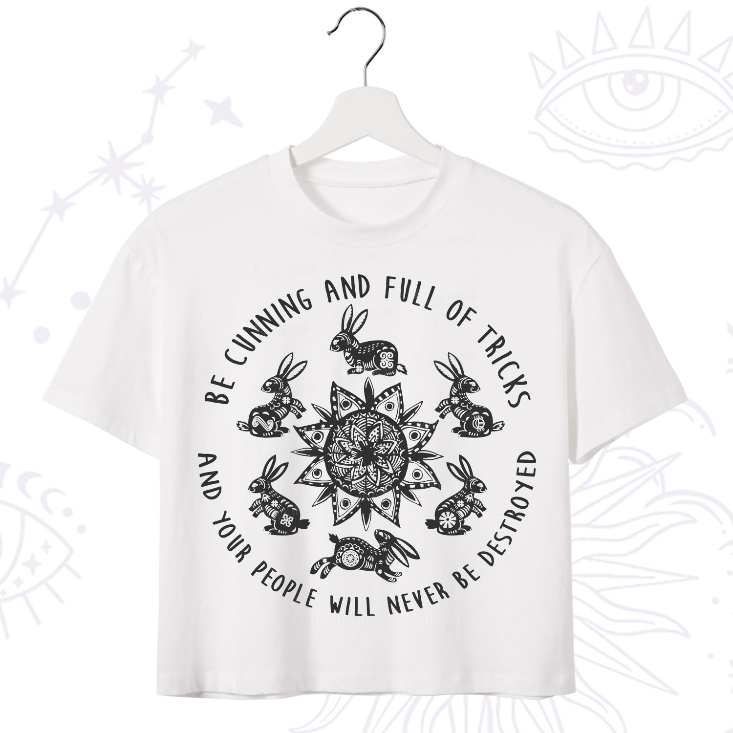 Purplehecate Cunning Rabbit Protection Spell Crop T-Shirt