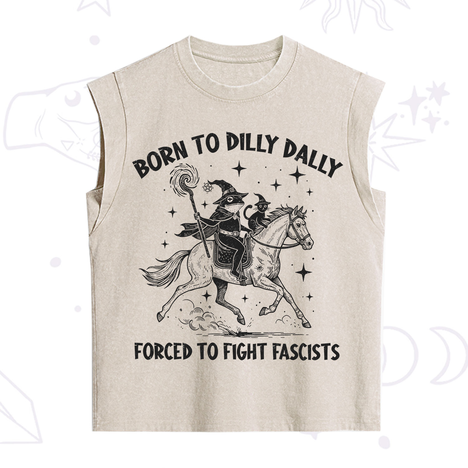 Purplehecate Born To Dilly Dally Forced to Fight Fascists Vintage Washed Tank