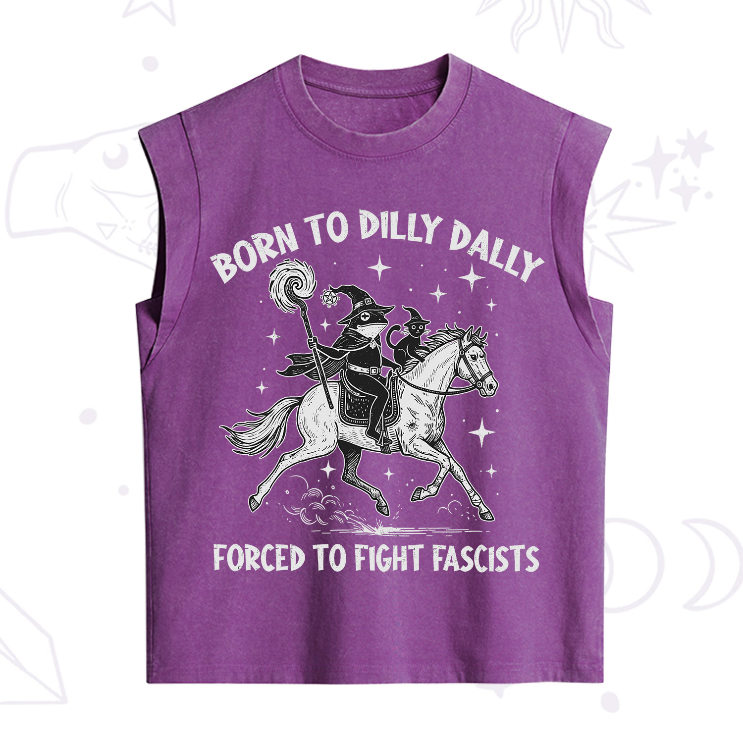 Purplehecate Born To Dilly Dally Forced to Fight Fascists Vintage Washed Tank