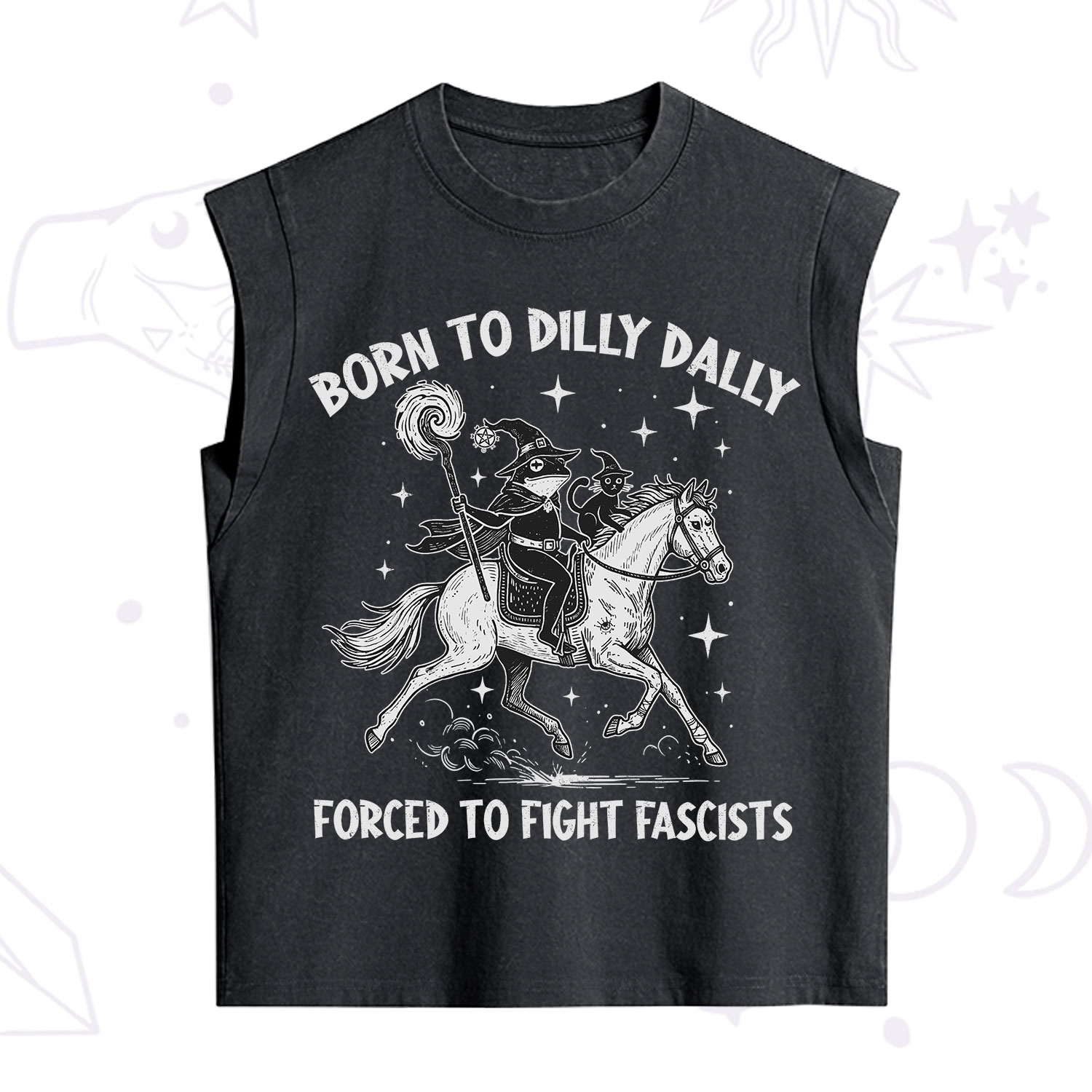 Purplehecate Born To Dilly Dally Forced to Fight Fascists Vintage Washed Tank