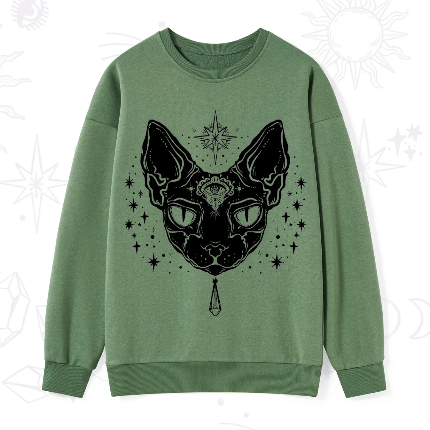 Purplehecate Three Eyed Sphynx Cat Sweatshirt
