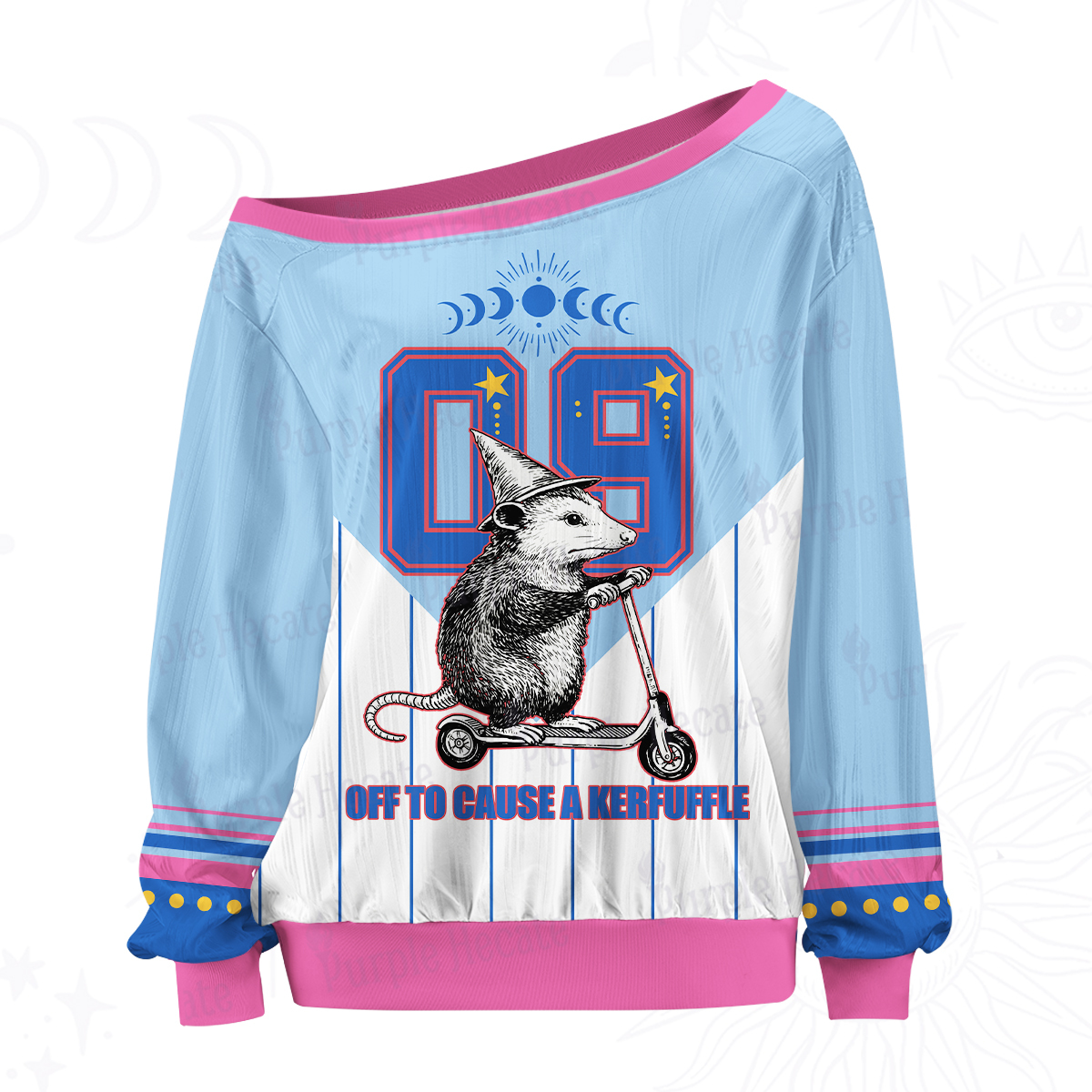 Purplehecate Off To Cause A Kerfuffle Off The Shoulder Graphic Jersey