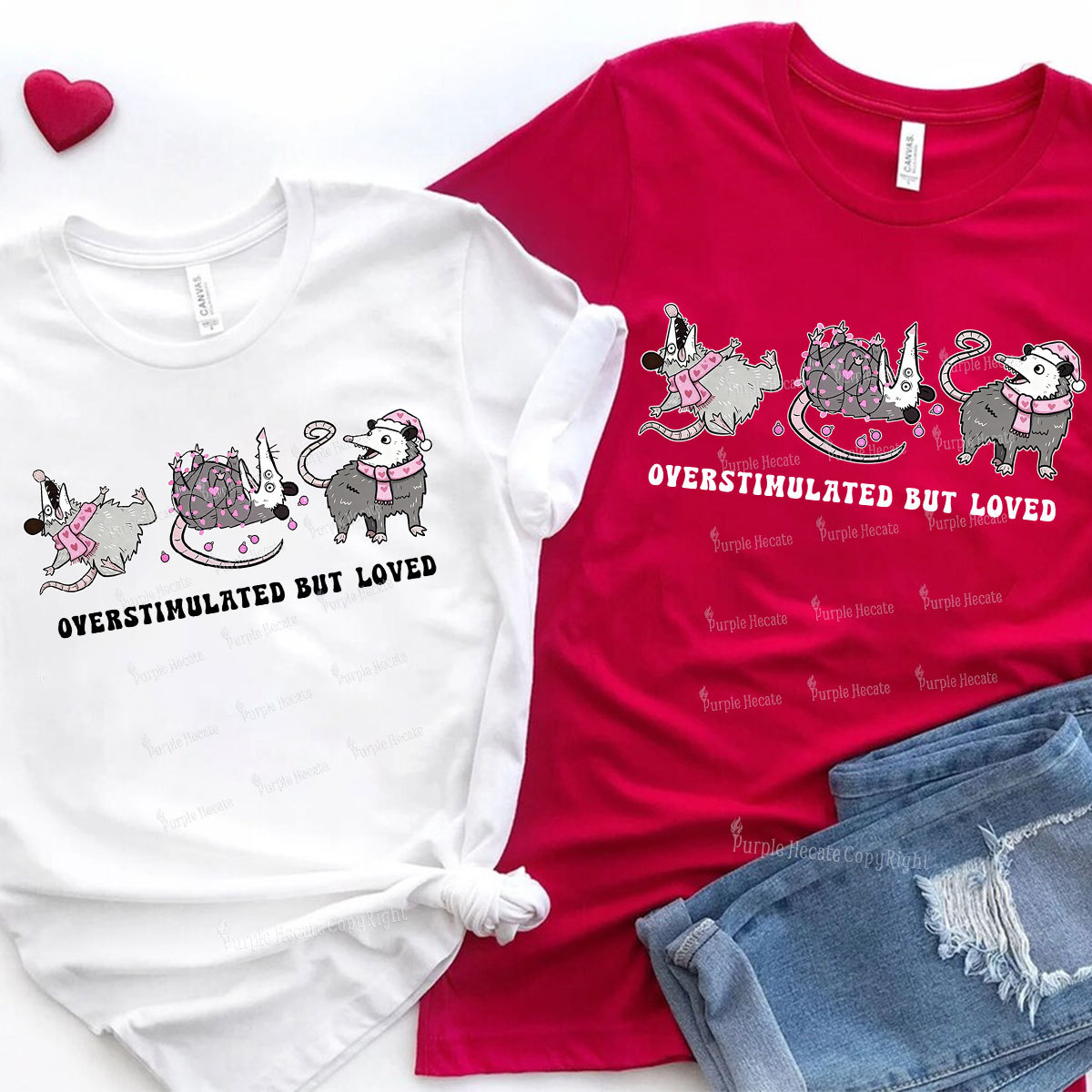 Purplehecate Overstimulated But Loved Valentine Couple T-Shirt