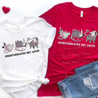 Purplehecate Overstimulated But Loved Valentine Couple T-Shirt