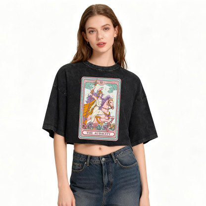 Purplehecate The Audacity Tarot Card Washed Cropped T-Shirt