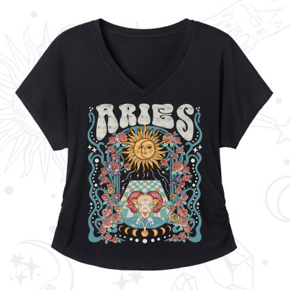 Purplehecate Aries Spirit Zodiac V-Neck T-Shirt