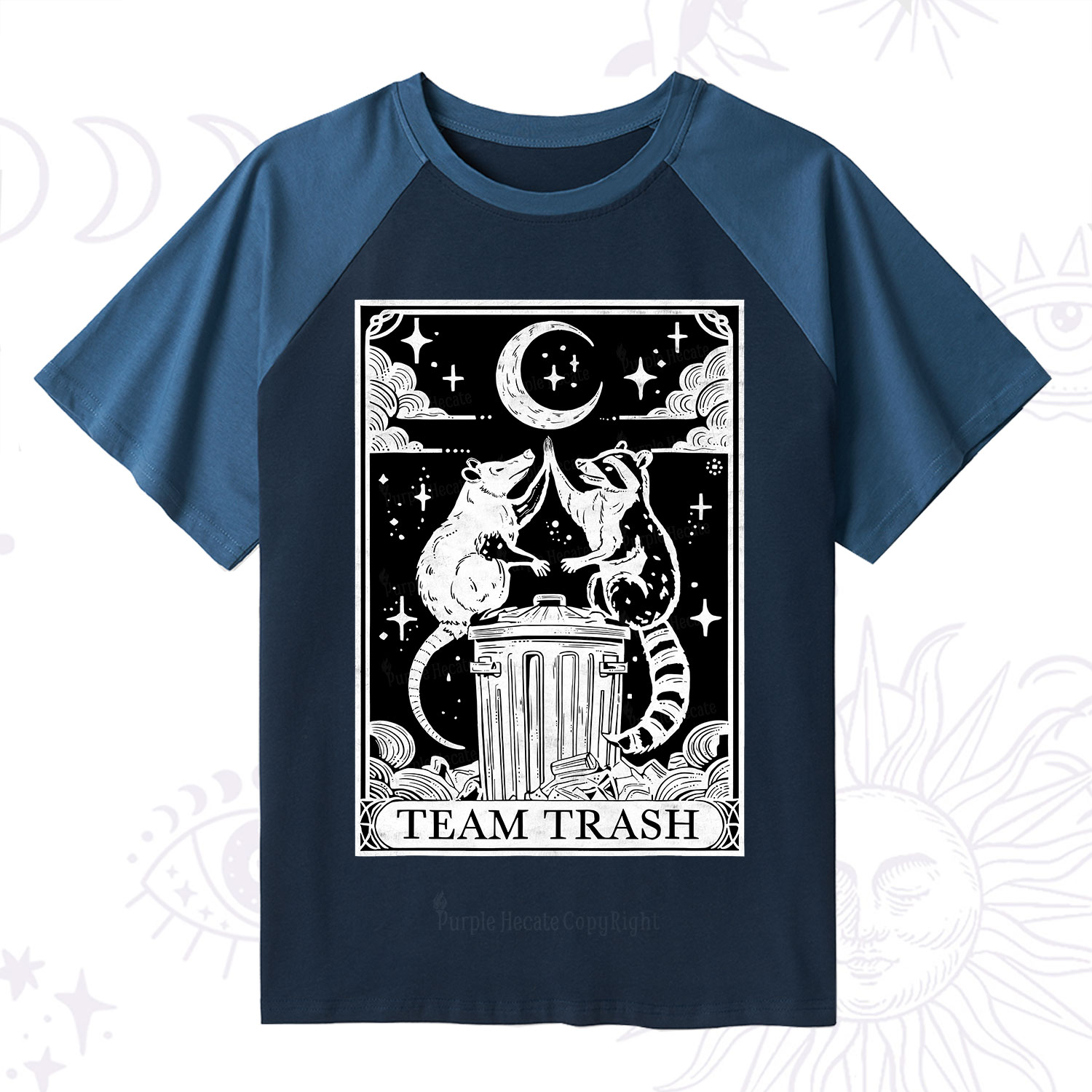 Purplehecate The Team Trash Tarot Raglan Short Sleeve T‑Shirt