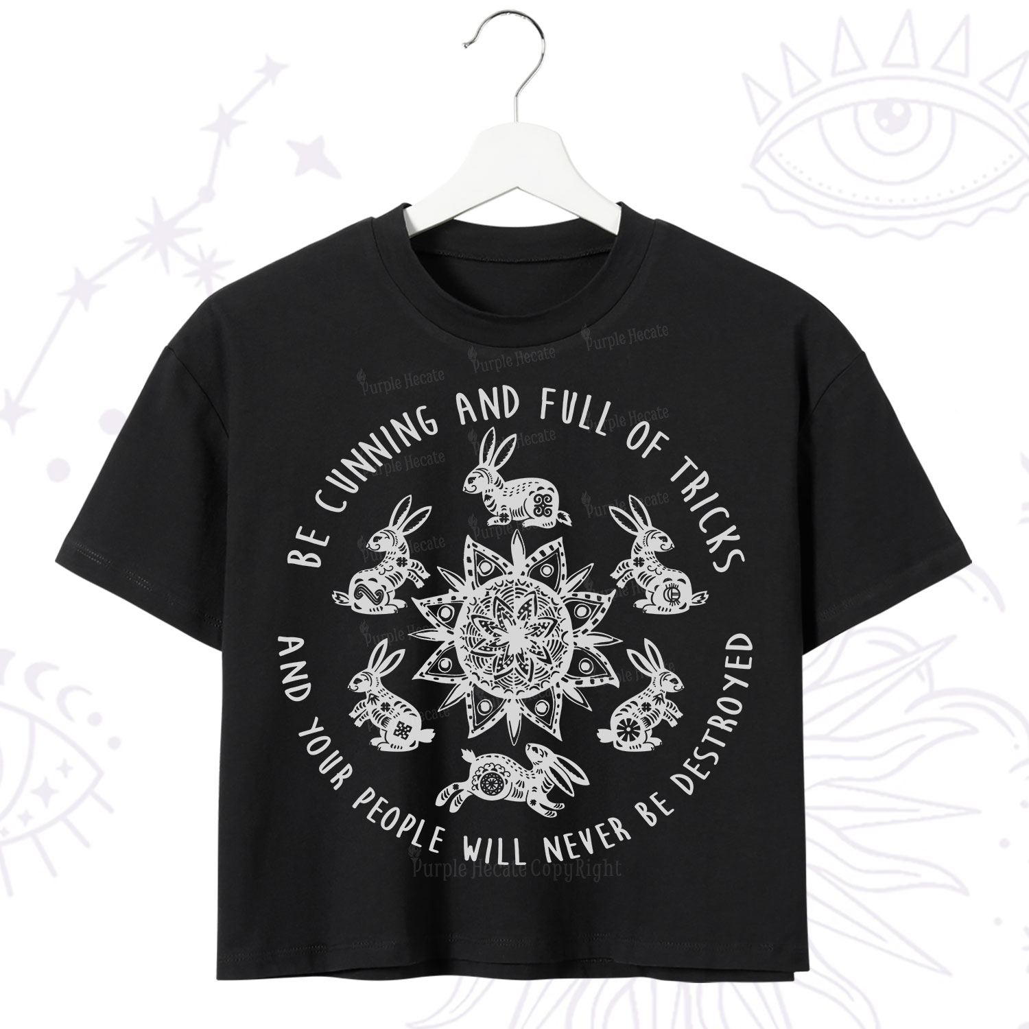 Purplehecate Cunning Rabbit Protection Spell Crop T-Shirt