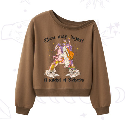 Purplehecate Thou may ingest a satchel of Richards One Shoulder Sweatshirt