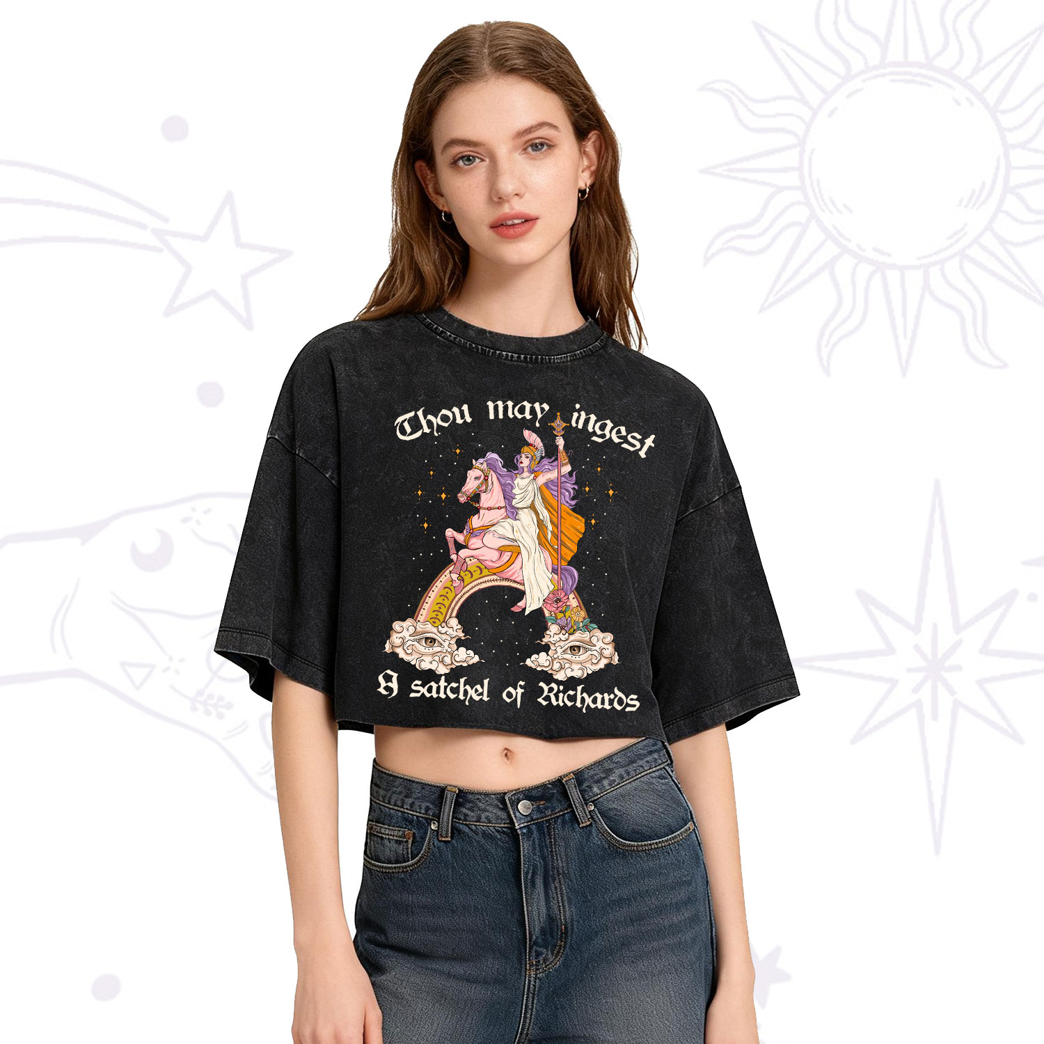 Purplehecate Thou may ingest a satchel of Richards Washed Cropped T-Shirt