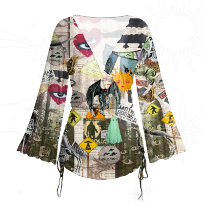 Purplehecate Cryptid Warning Collage Mesh Cover Up Dress