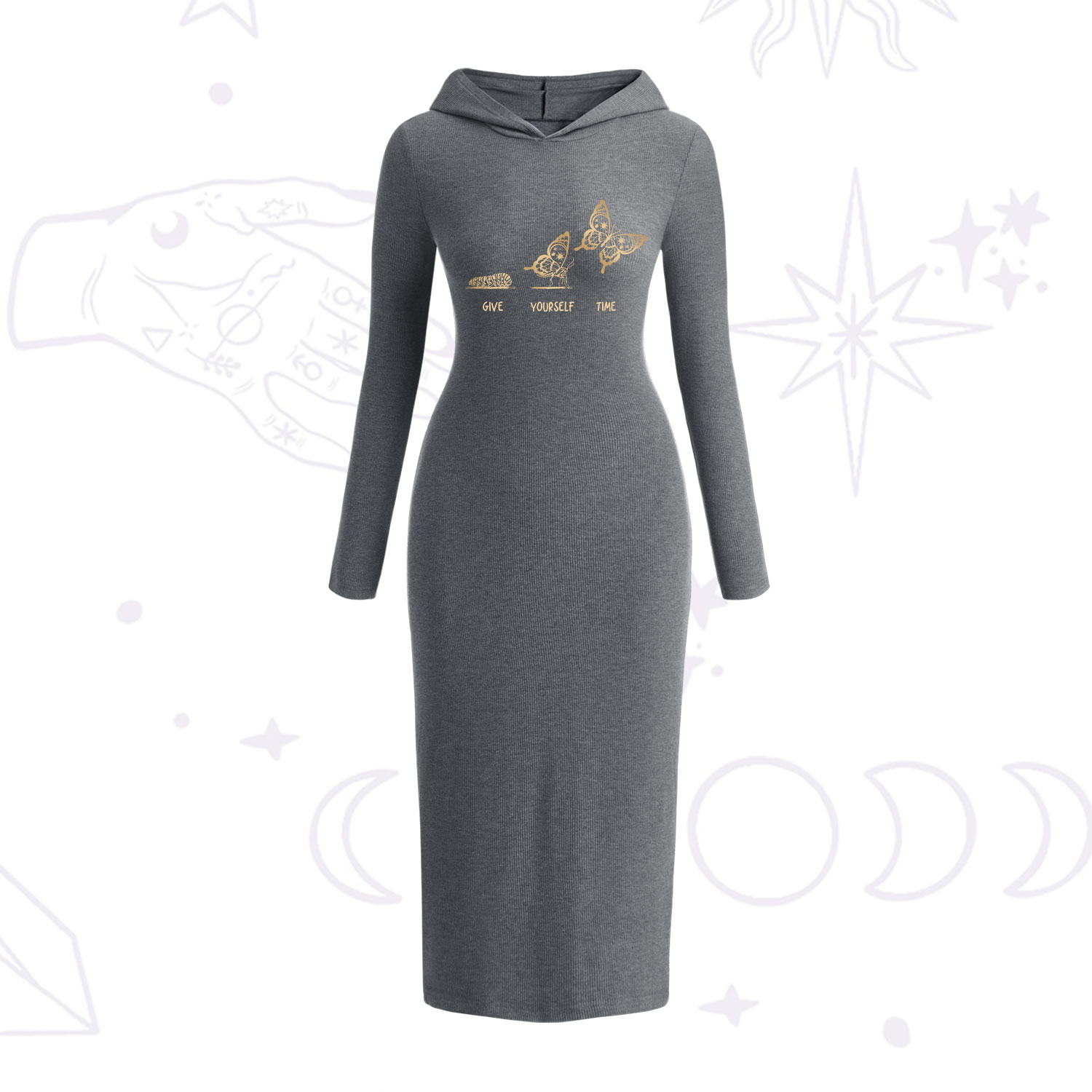 Purplehecate Give Yourself Time Butterfly Hooded Knit Dress