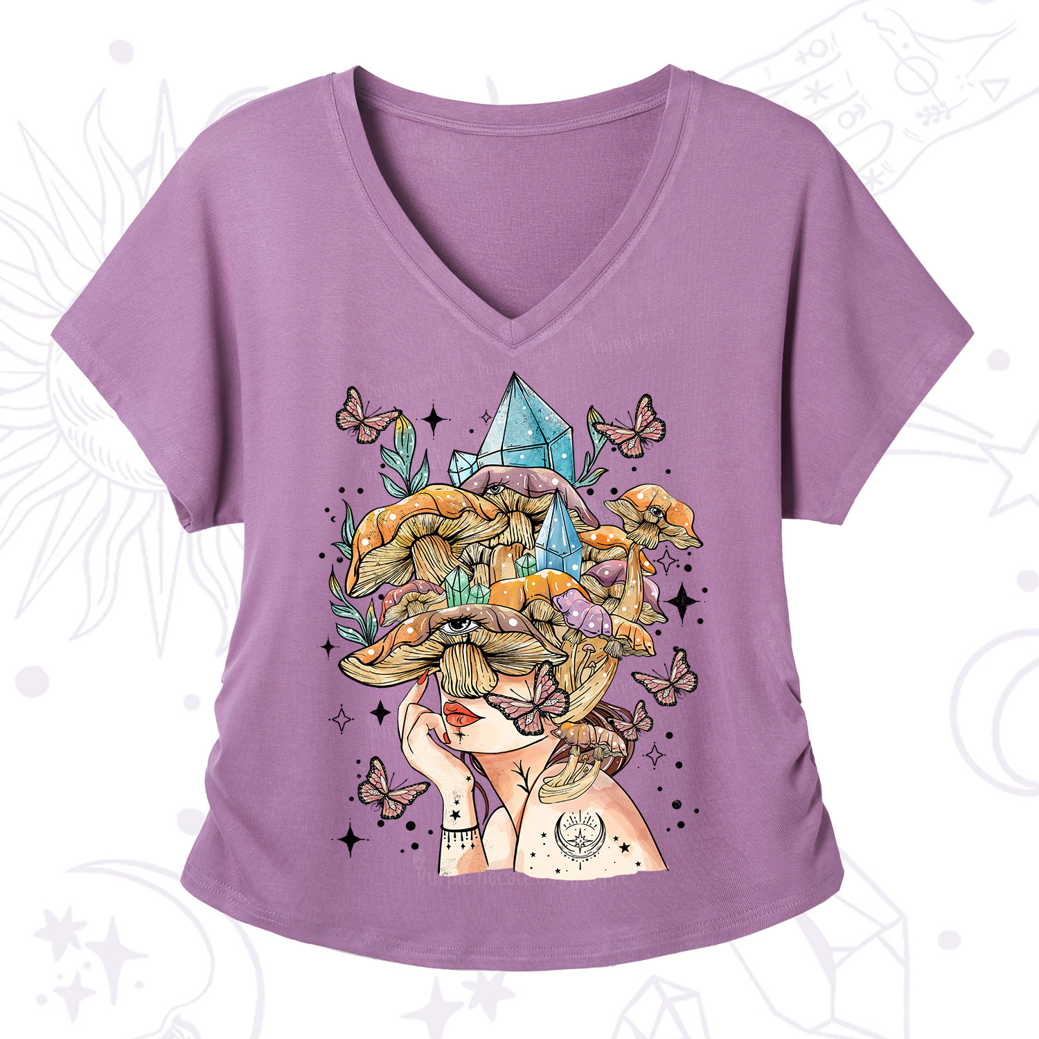 Purplehecate Crystal Goddess V-Neck T-Shirt