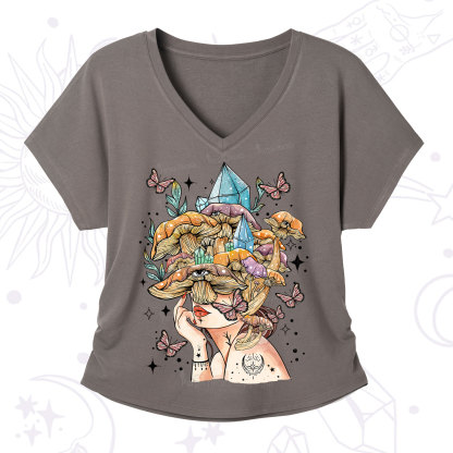Purplehecate Crystal Goddess V-Neck T-Shirt