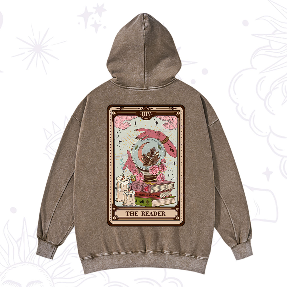 Purplehecate The Reader Tarot Witch Vibes Washed Hoodie