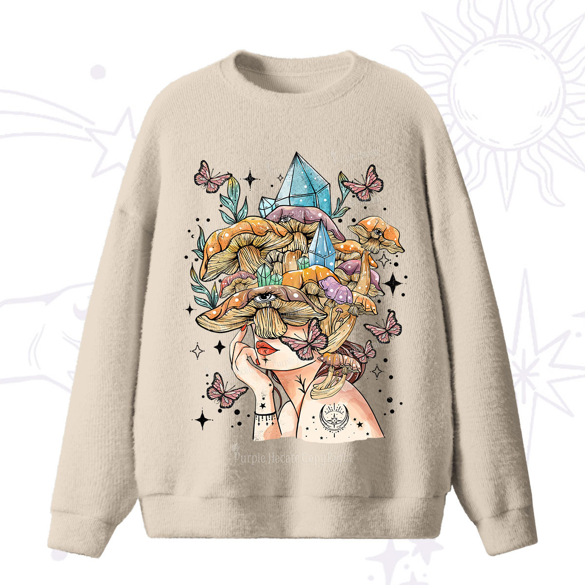 Purplehecate Crystal Goddess Fuzzy Ugly Sweater