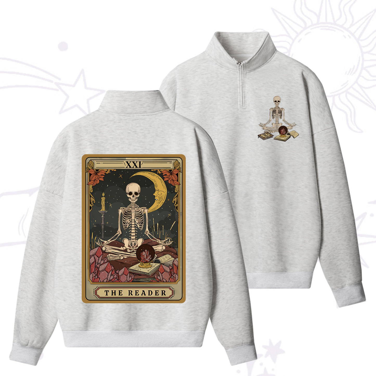 Purplehecate The Reader Tarot Zip Fleece Sweatshirt