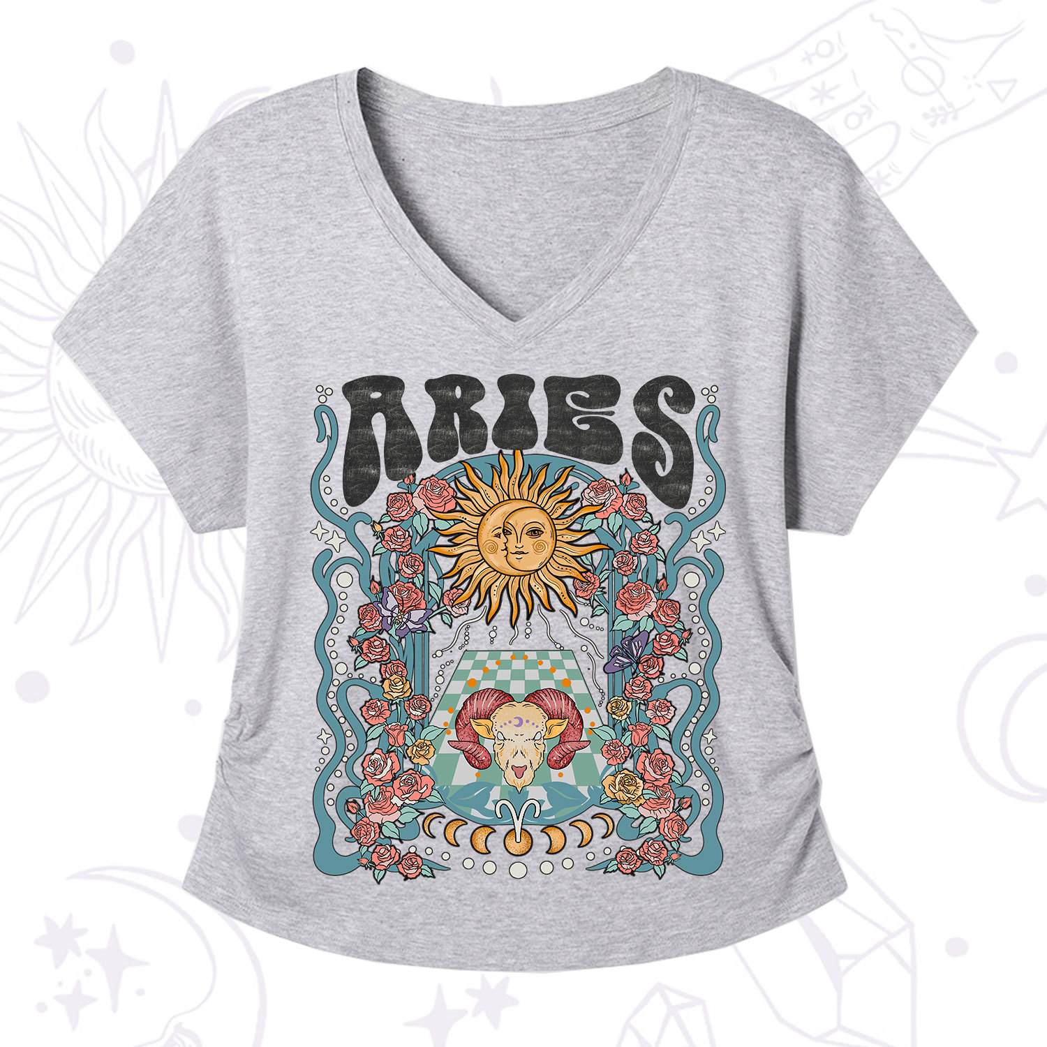 Purplehecate Aries Spirit Zodiac V-Neck T-Shirt