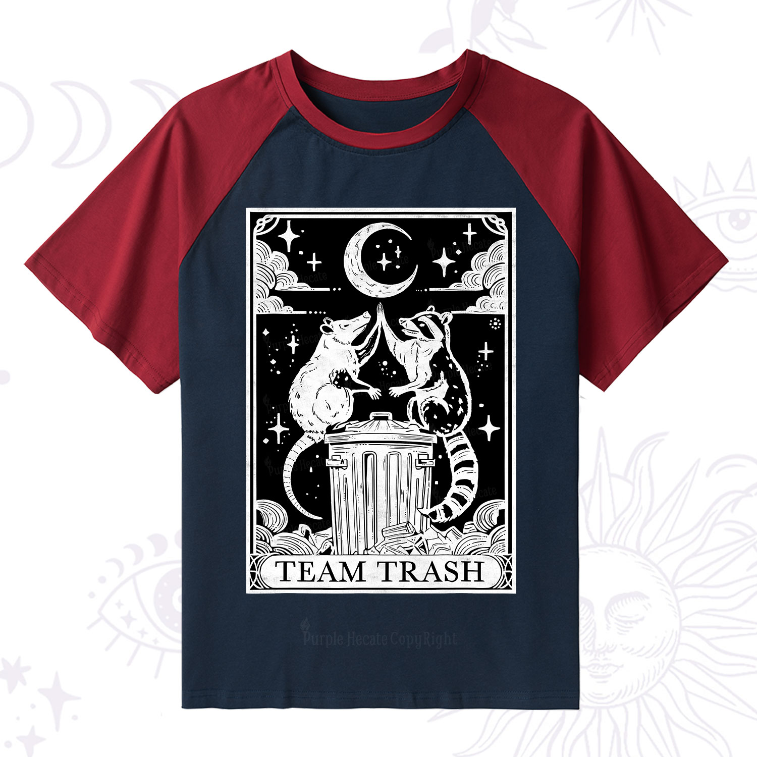 Purplehecate The Team Trash Tarot Raglan Short Sleeve T‑Shirt