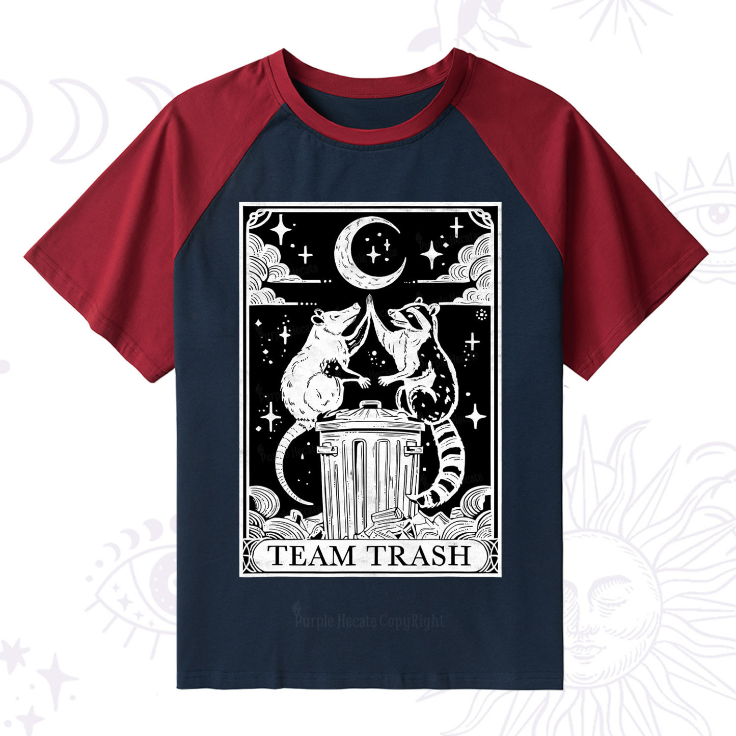 Purplehecate The Team Trash Tarot Raglan Short Sleeve T‑Shirt