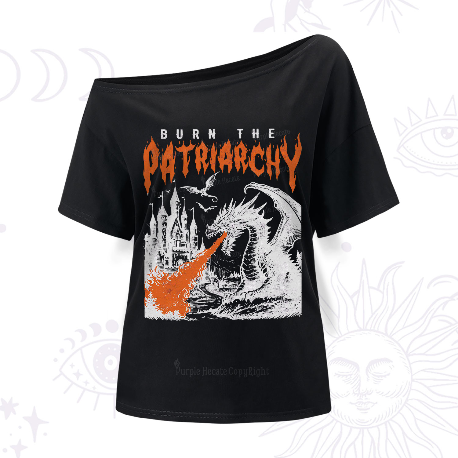 Purplehecate Burn the Patriarchy Dragon One Shoulder T-Shirt