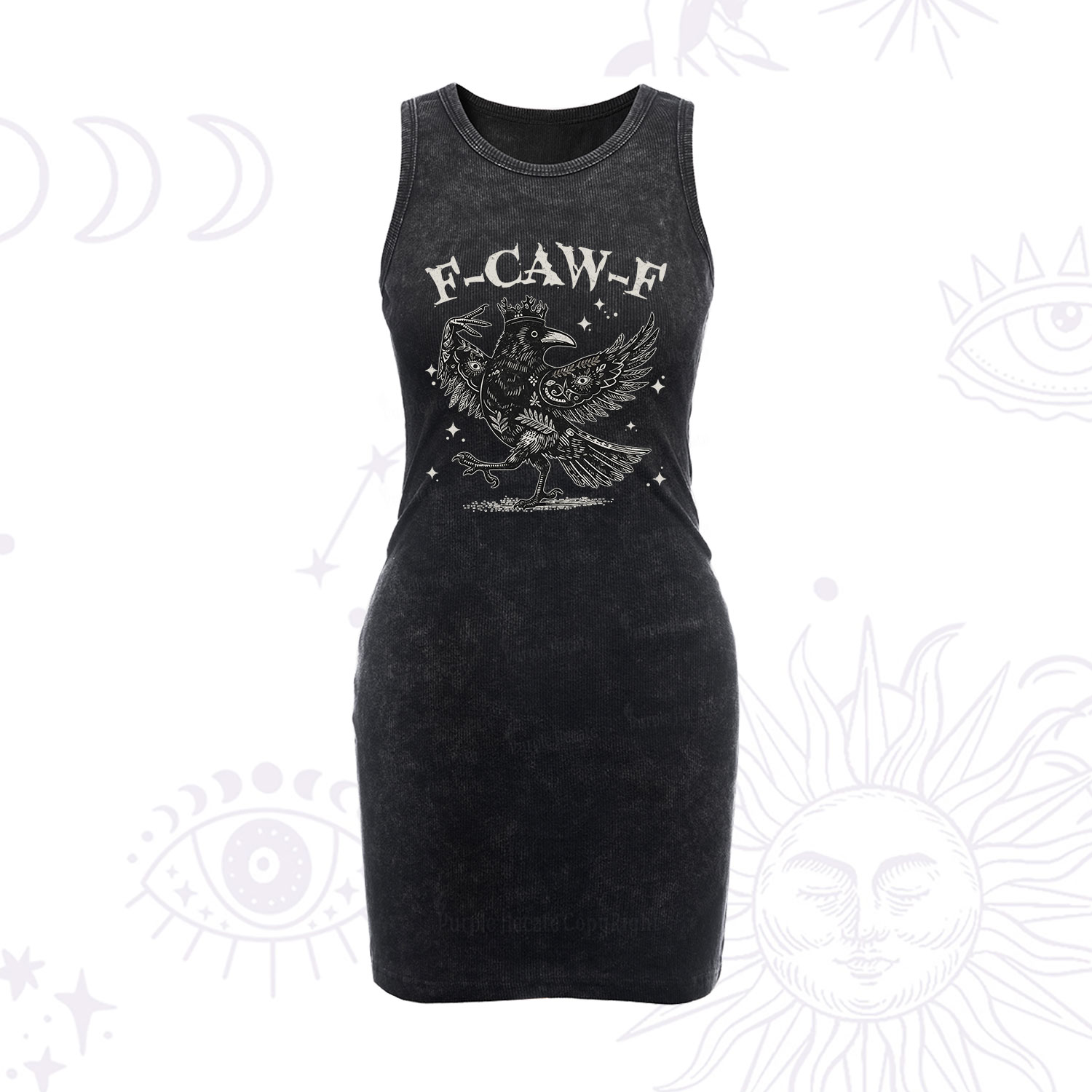 Purplehecate F-caw-f Funny Crow Vintage Bodycon Tank Dress